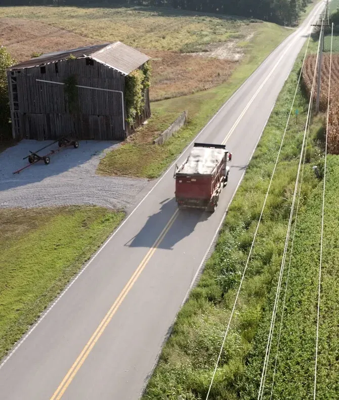 A BG Dumpster truck traveling through its regional service area